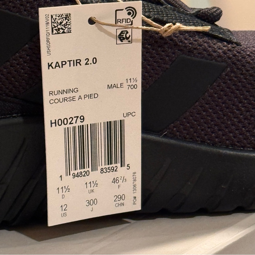 Adidas Kaptir 2.0 NWT Mens Black Running Shoes Size 11.5 - Picture 14 of 15